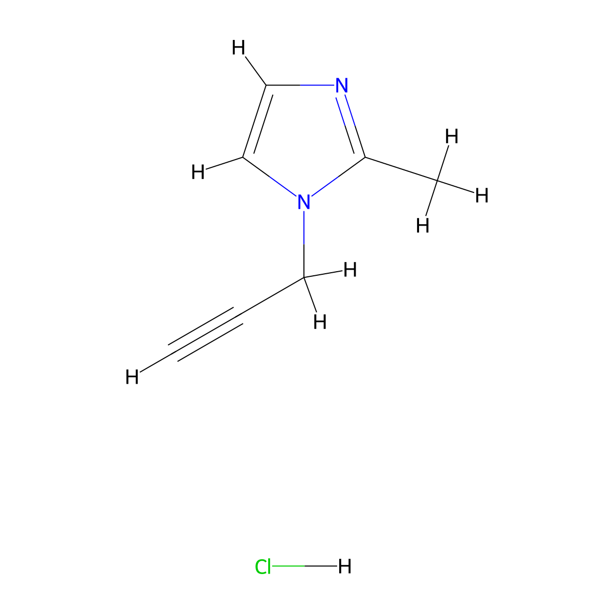 2-methyl-1-(prop-2-yn-1-yl)-1H-imidazole hydrochloride molecular structure, CAS 1311316-85-4