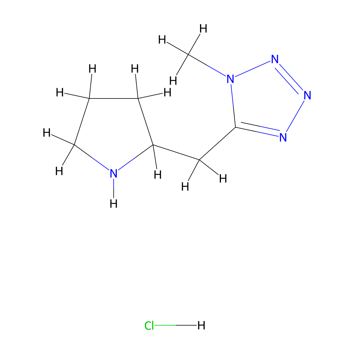 1-methyl-5-(pyrrolidin-2-ylmethyl)-1H-1,2,3,4-tetrazole hydrochloride molecular structure, CAS 1311316-87-6