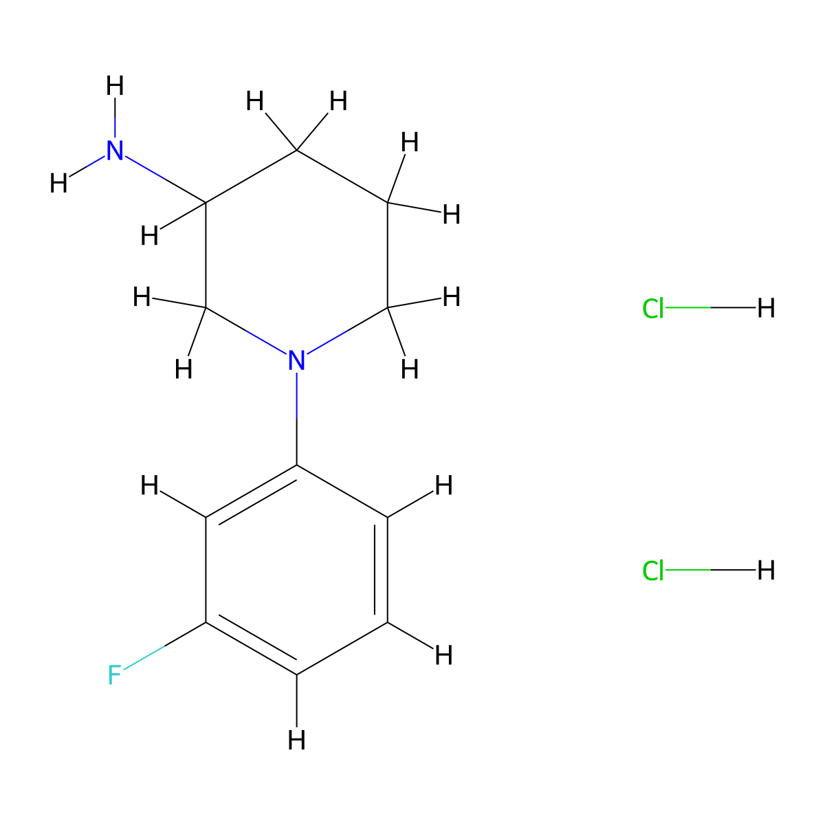 1-(3-Fluorophenyl)piperidin-3-amine dihydrochloride molecular structure, CAS 1311316-92-3