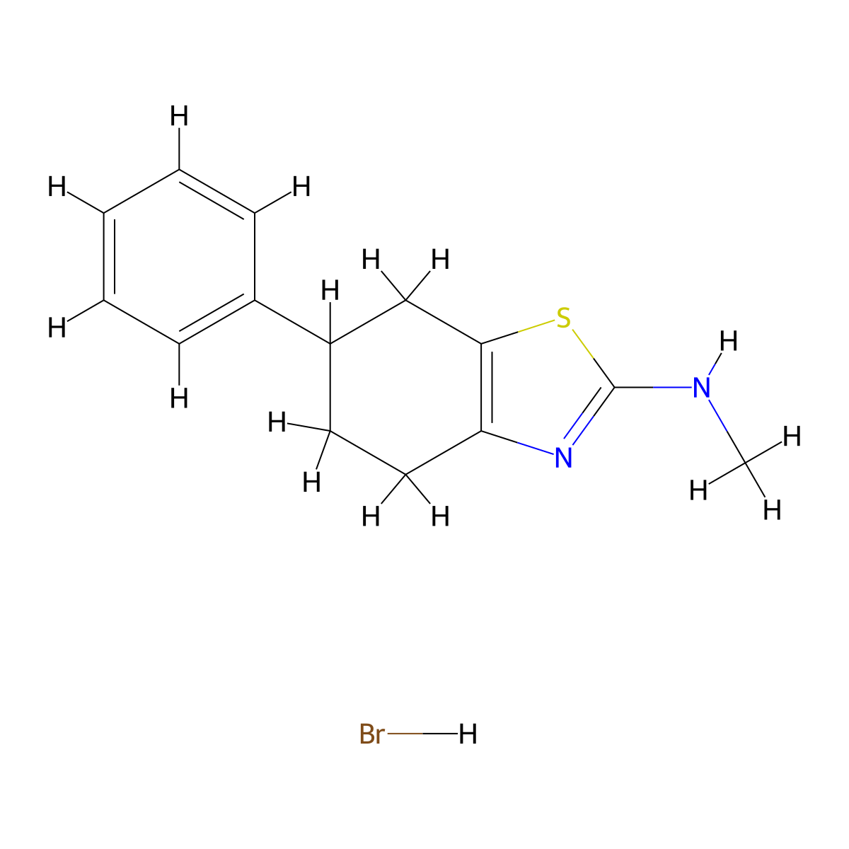 N-methyl-6-phenyl-4,5,6,7-tetrahydro-1,3-benzothiazol-2-amine hydrobromide molecular structure, CAS 1311316-99-0