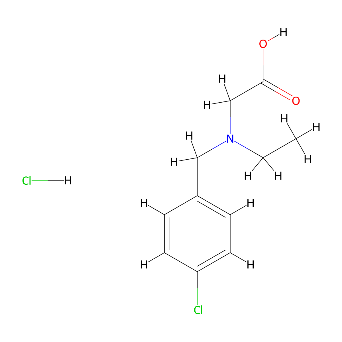 2-{[(4-Chlorophenyl)methyl](ethyl)amino}acetic acid hydrochloride molecular structure, CAS 1311317-03-9