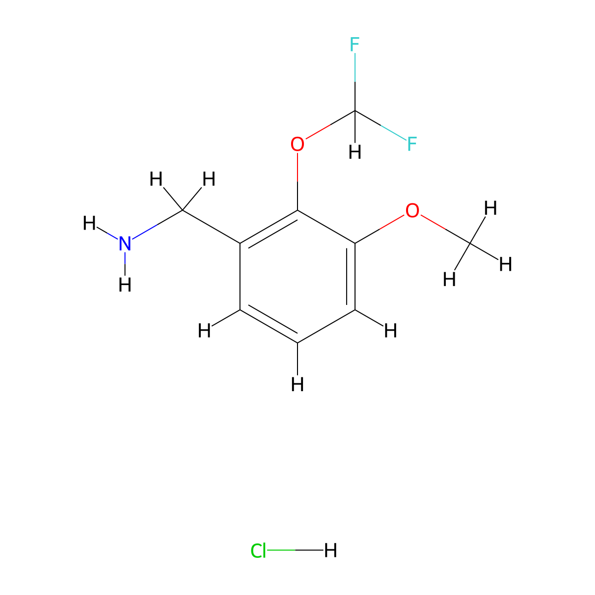 [2-(Difluoromethoxy)-3-methoxyphenyl]methanamine hydrochloride molecular structure, CAS 1311317-05-1