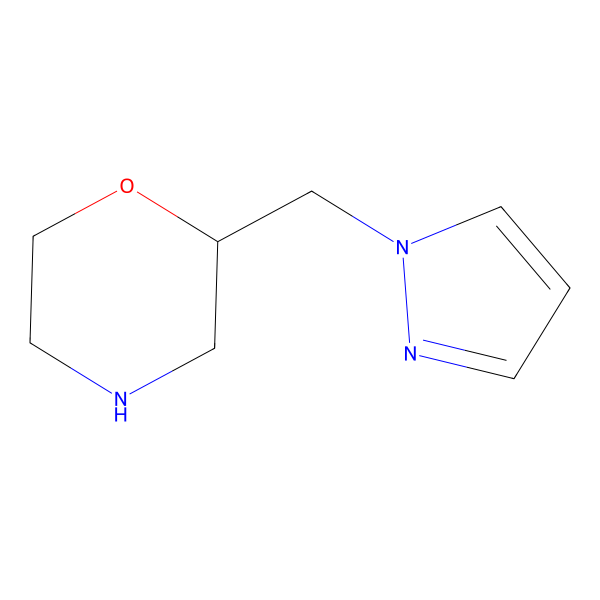 Morpholine, 2-(1H-pyrazol-1-ylmethyl)- molecular structure, CAS 1311317-06-2