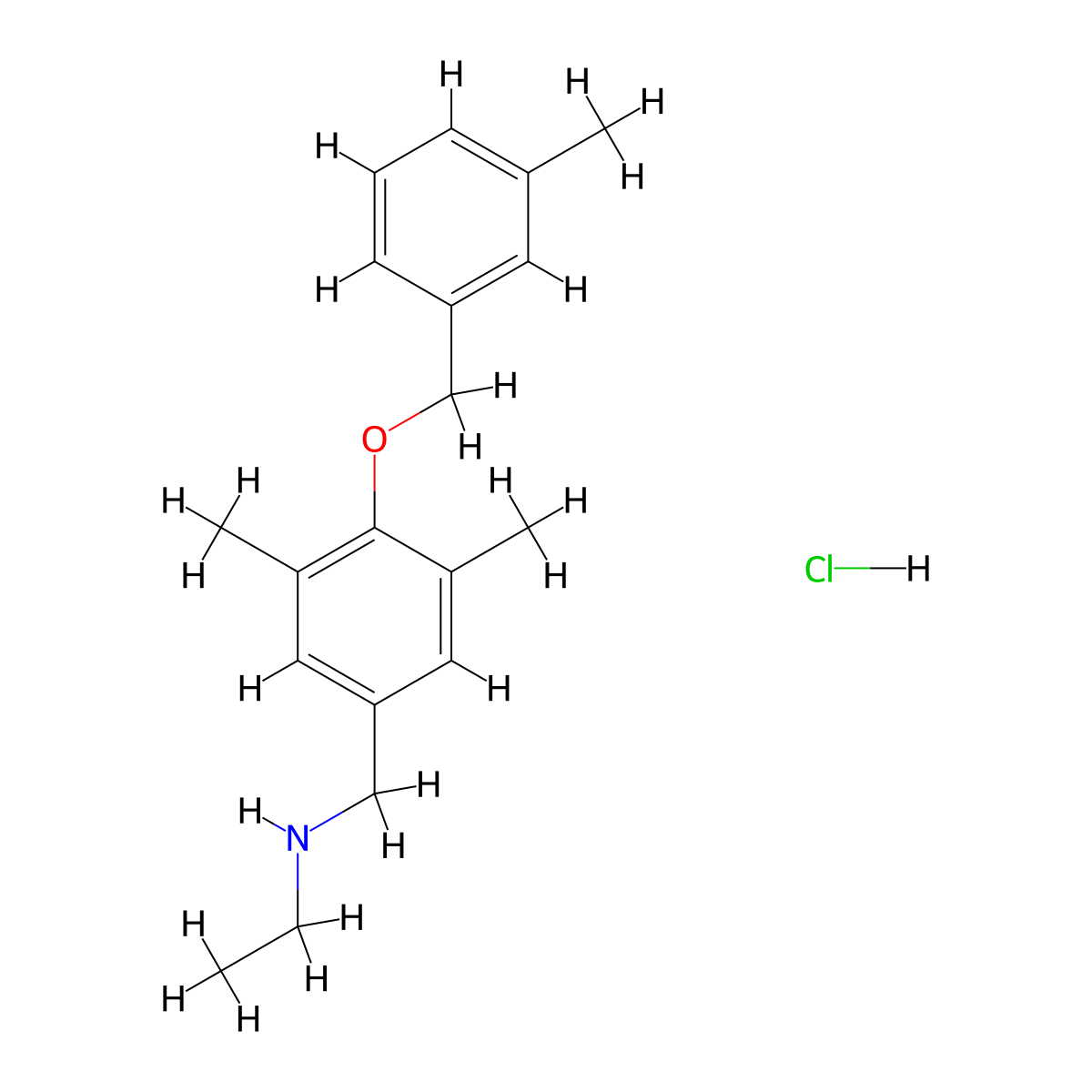 ({3,5-Dimethyl-4-[(3-methylphenyl)methoxy]phenyl}methyl)(ethyl)amine hydrochloride molecular structure, CAS 1311317-08-4