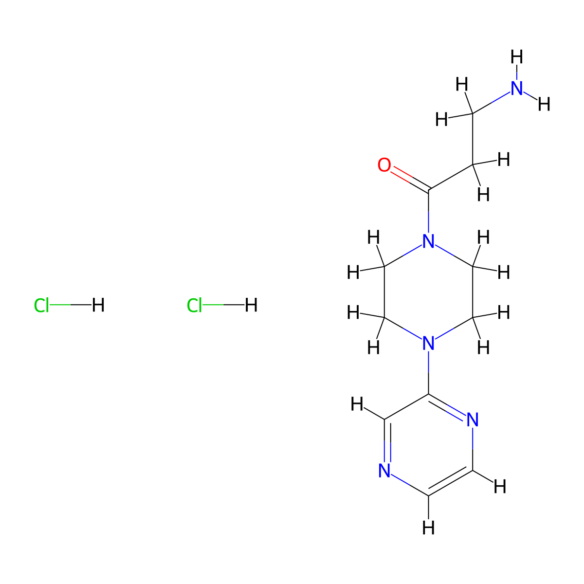 3-Amino-1-[4-(pyrazin-2-yl)piperazin-1-yl]propan-1-one dihydrochloride molecular structure, CAS 1311317-09-5