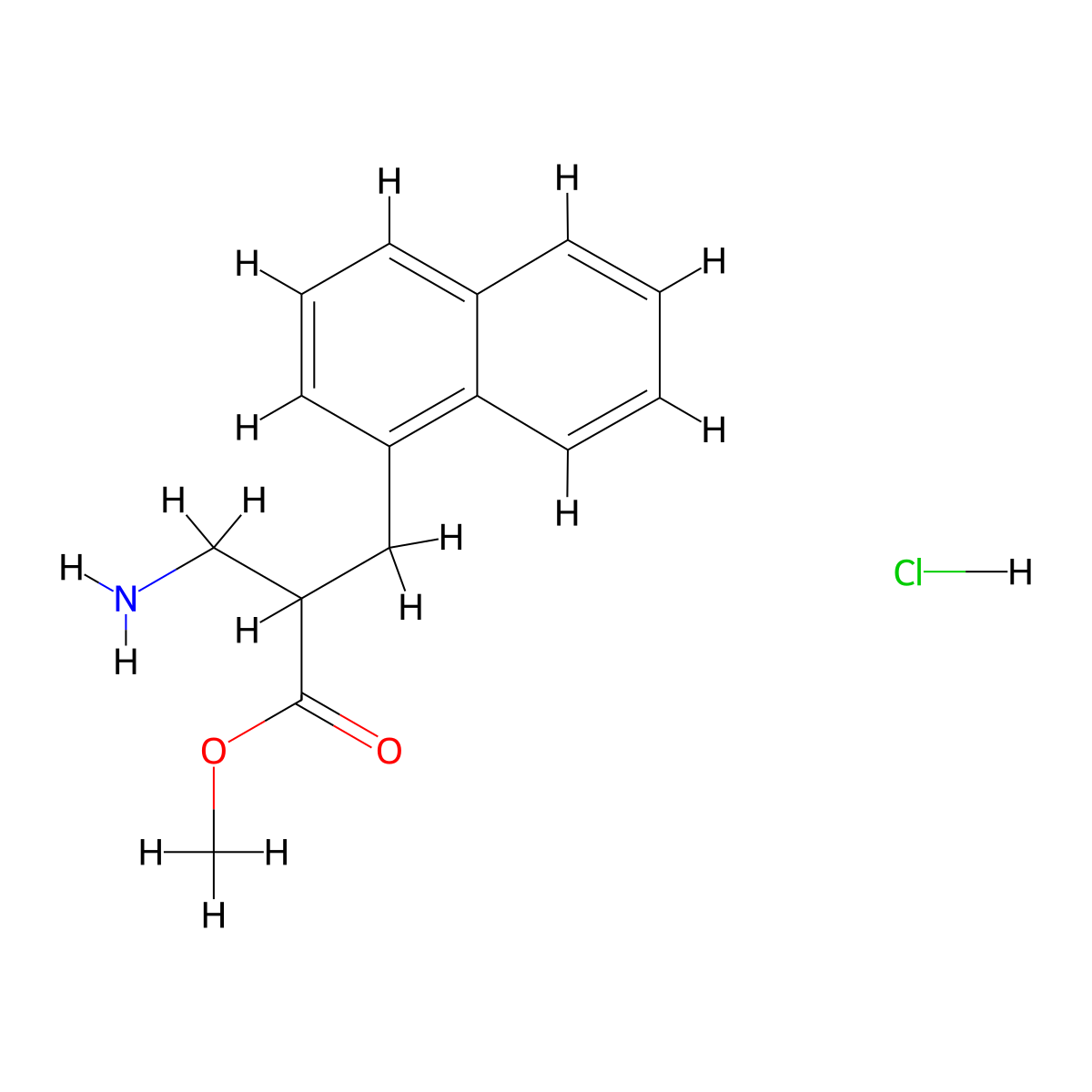 Methyl 3-amino-2-(naphthalen-1-ylmethyl)propanoate hydrochloride molecular structure, CAS 1311317-20-0