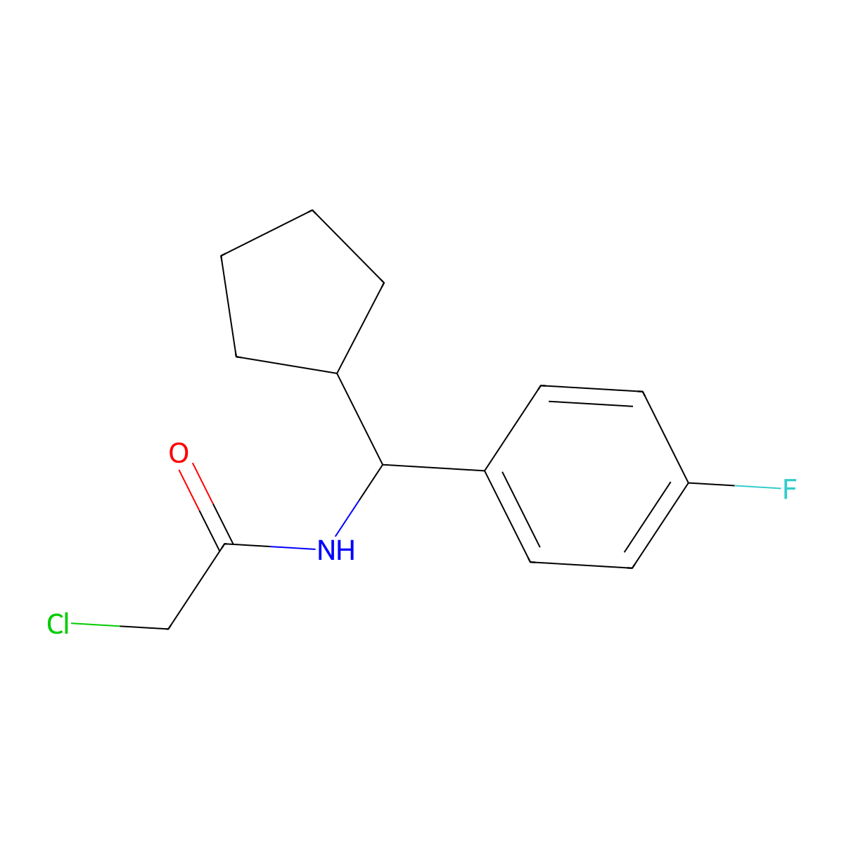 2-chloro-N-(cyclopentyl(4-fluorophenyl)methyl)acetamide molecular structure, CAS 1311317-22-2