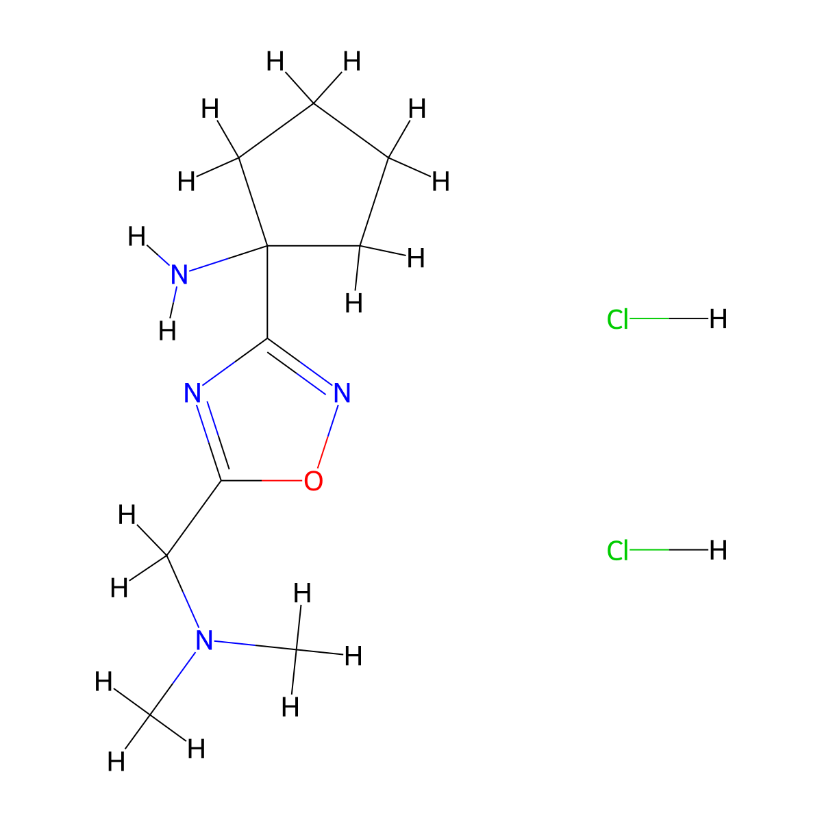 1-{5-[(Dimethylamino)methyl]-1,2,4-oxadiazol-3-yl}cyclopentan-1-amine dihydrochloride molecular structure, CAS 1311317-24-4