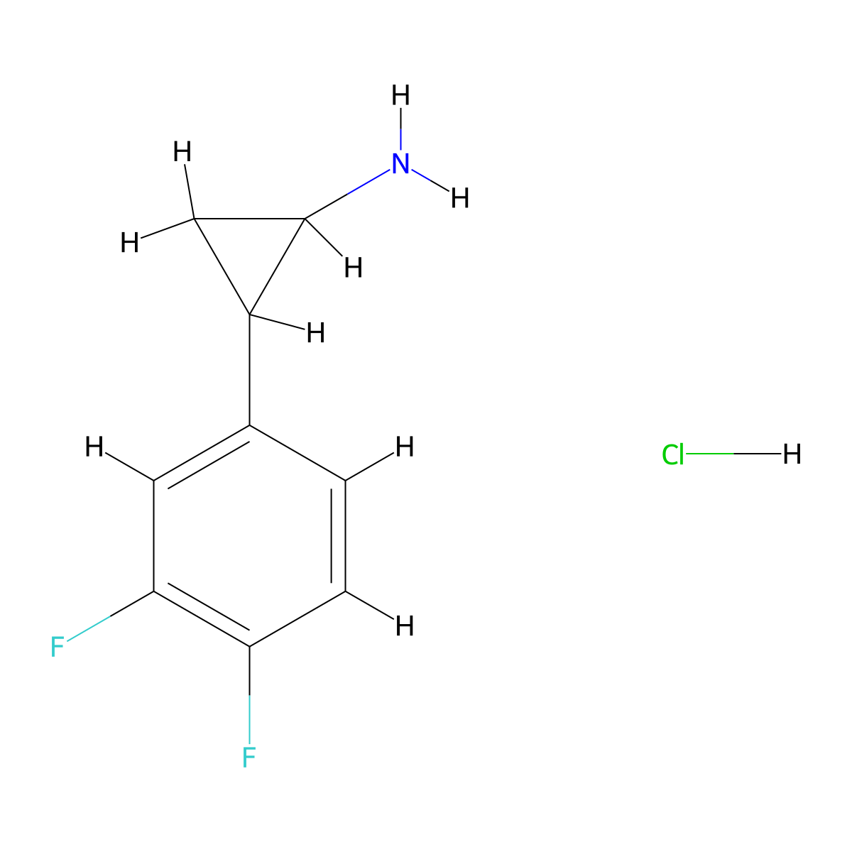 2-(3,4-Difluorophenyl)cyclopropan-1-amine hydrochloride molecular structure, CAS 1311317-25-5