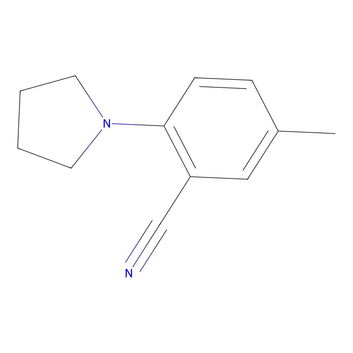 5-Methyl-2-(pyrrolidin-1-yl)benzonitrile molecular structure, CAS 1311317-26-6