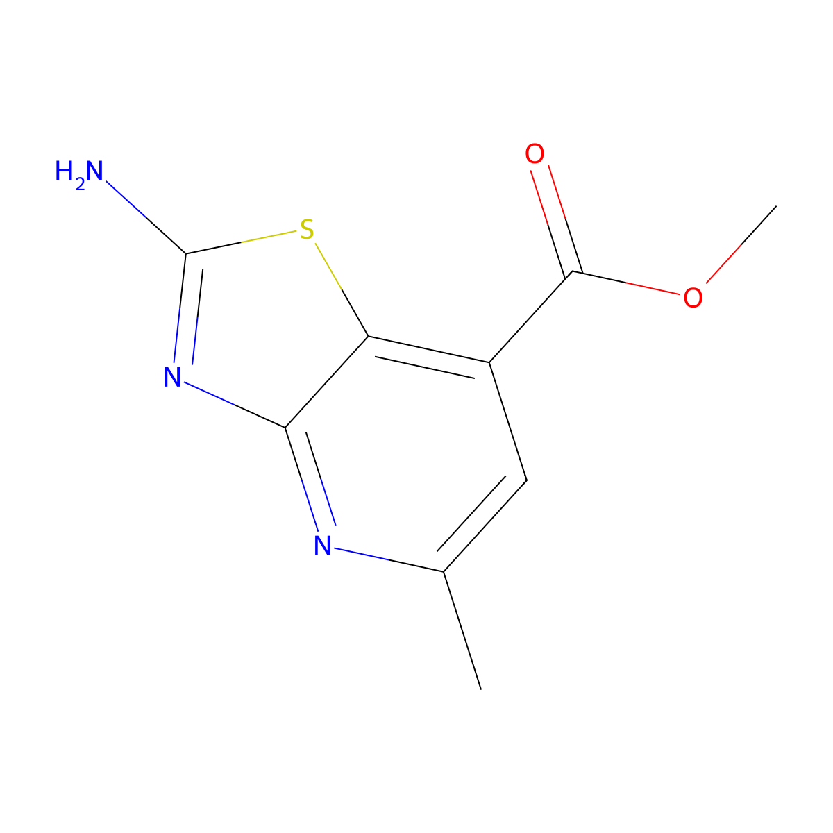 Methyl 2-amino-5-methyl-(1,3)thiazolo(4,5-b)pyridine-7-carboxylate molecular structure, CAS 1311317-27-7