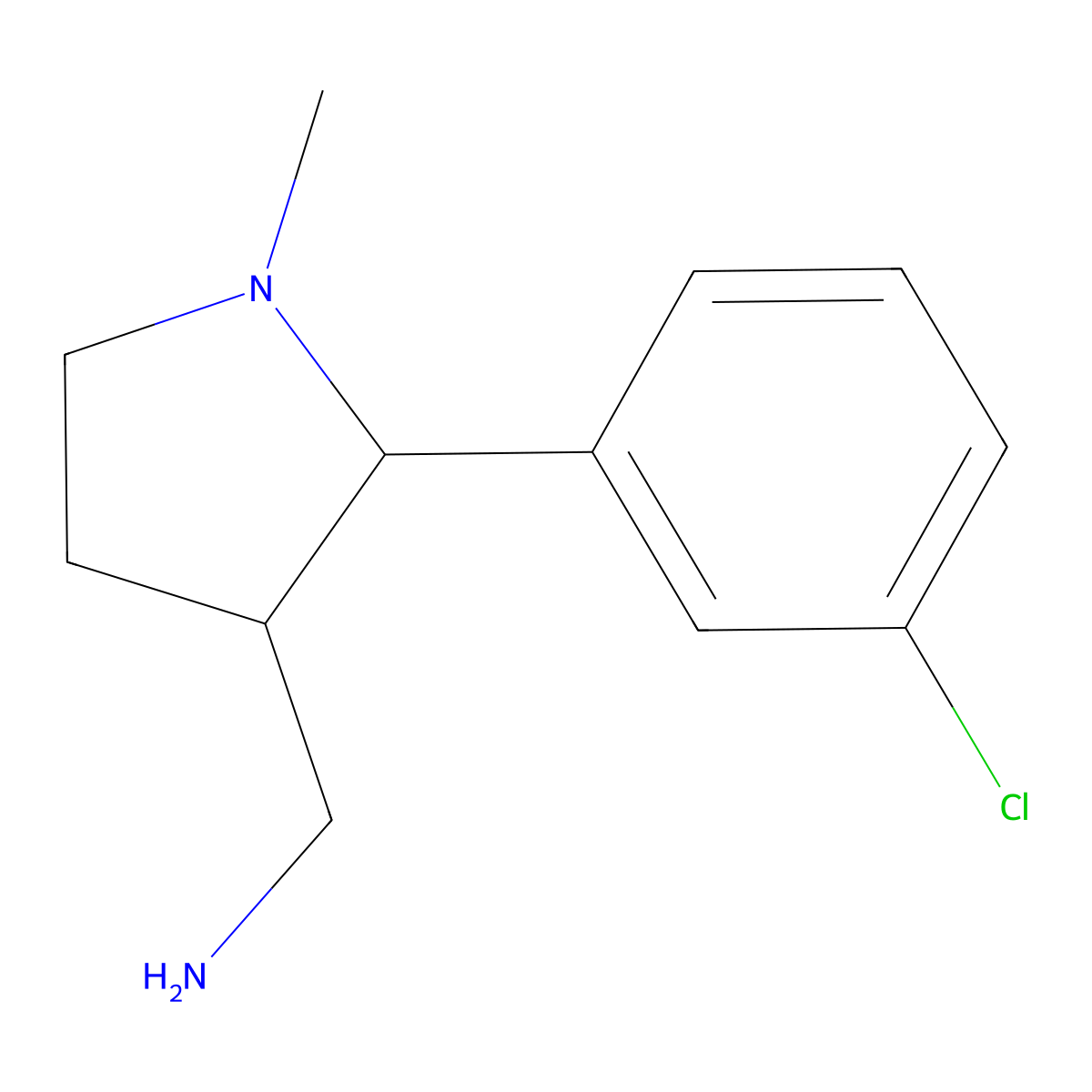 [2-(3-Chlorophenyl)-1-methylpyrrolidin-3-yl]methanamine molecular structure, CAS 1311317-38-0
