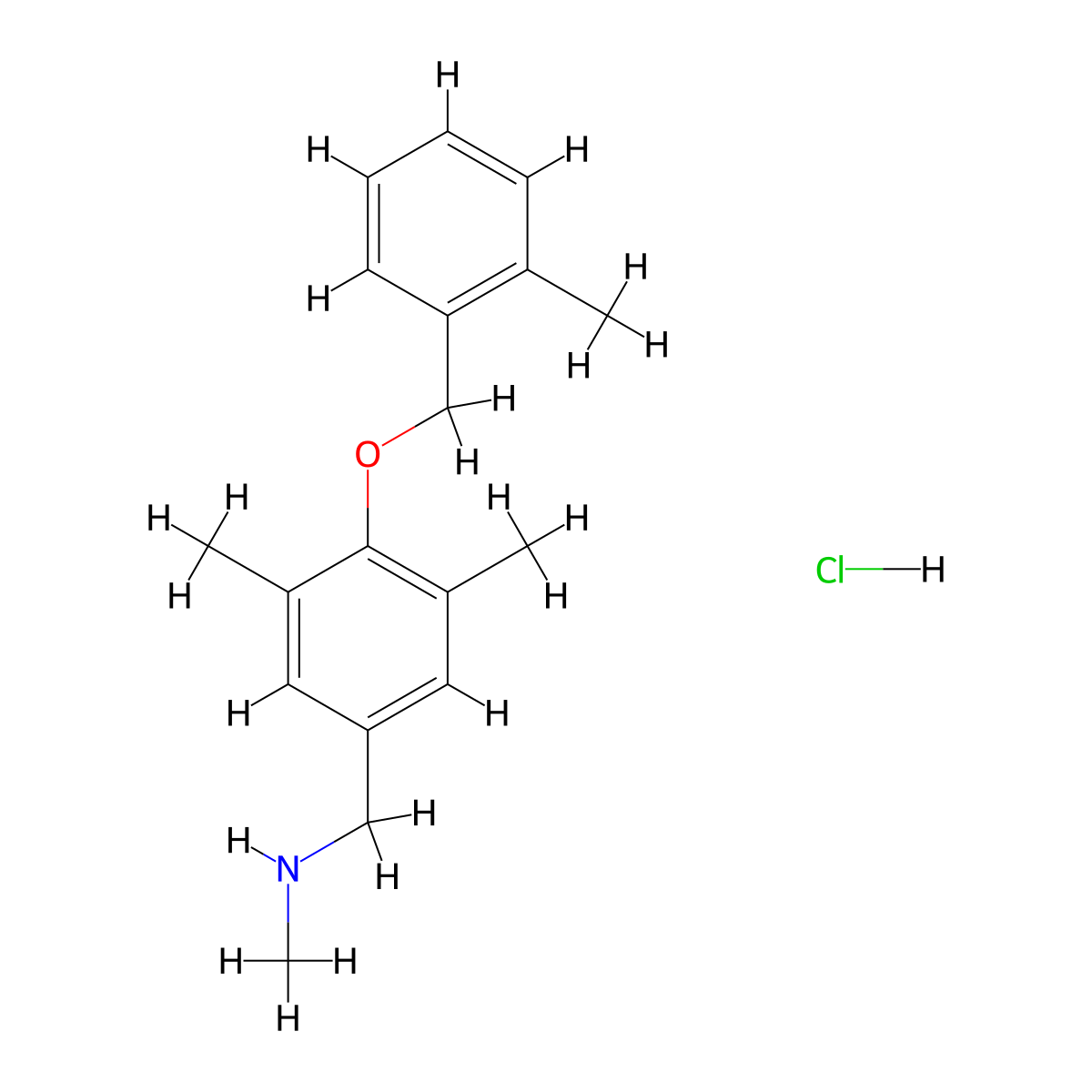 ({3,5-Dimethyl-4-[(2-methylphenyl)methoxy]phenyl}methyl)(methyl)amine hydrochloride molecular structure, CAS 1311317-39-1