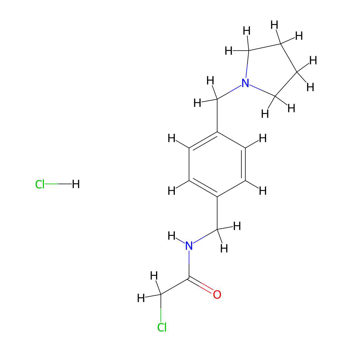 2-chloro-N-({4-[(pyrrolidin-1-yl)methyl]phenyl}methyl)acetamide hydrochloride molecular structure, CAS 1311317-48-2