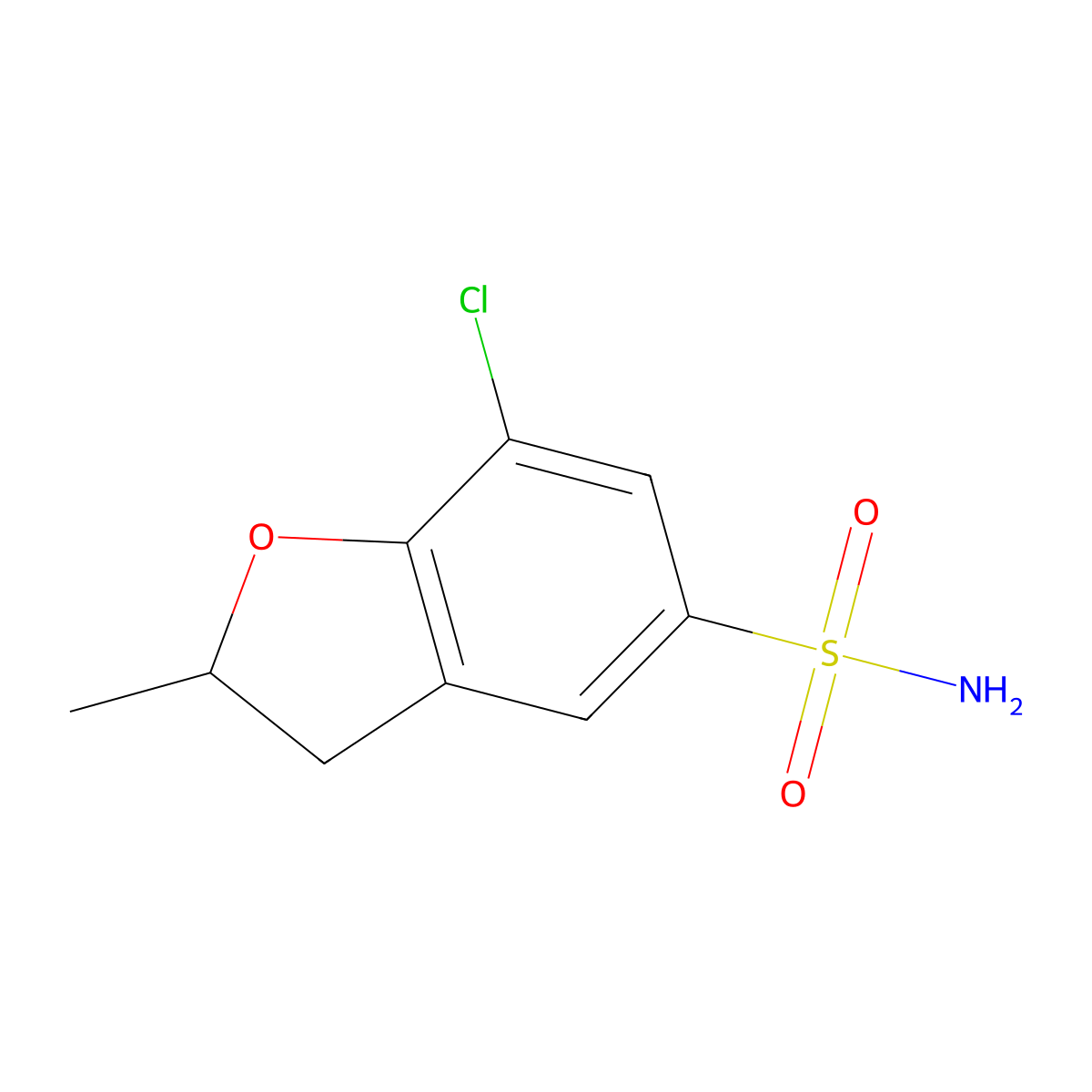 7-Chloro-2-methyl-2,3-dihydro-1-benzofuran-5-sulfonamide molecular structure, CAS 1311317-50-6