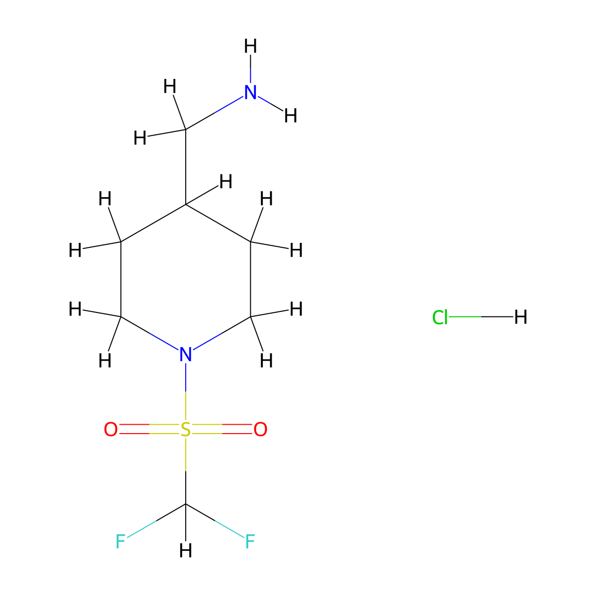 (1-Difluoromethanesulfonylpiperidin-4-yl)methanamine hydrochloride molecular structure, CAS 1311317-54-0