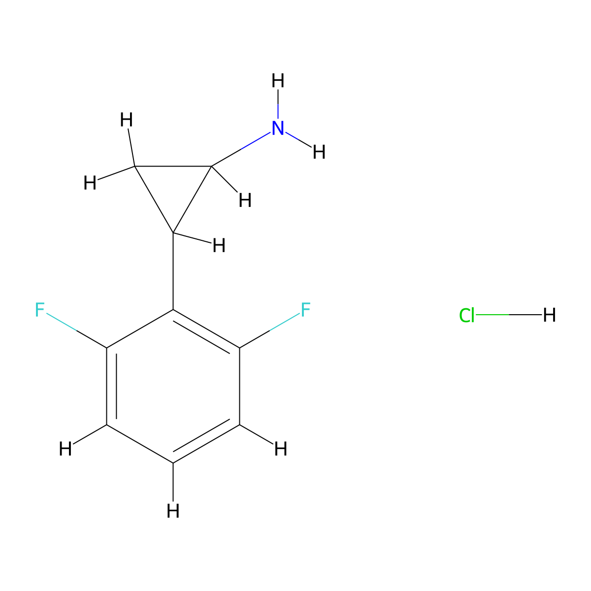 2-(2,6-Difluorophenyl)cyclopropan-1-amine hydrochloride molecular structure, CAS 1311317-55-1