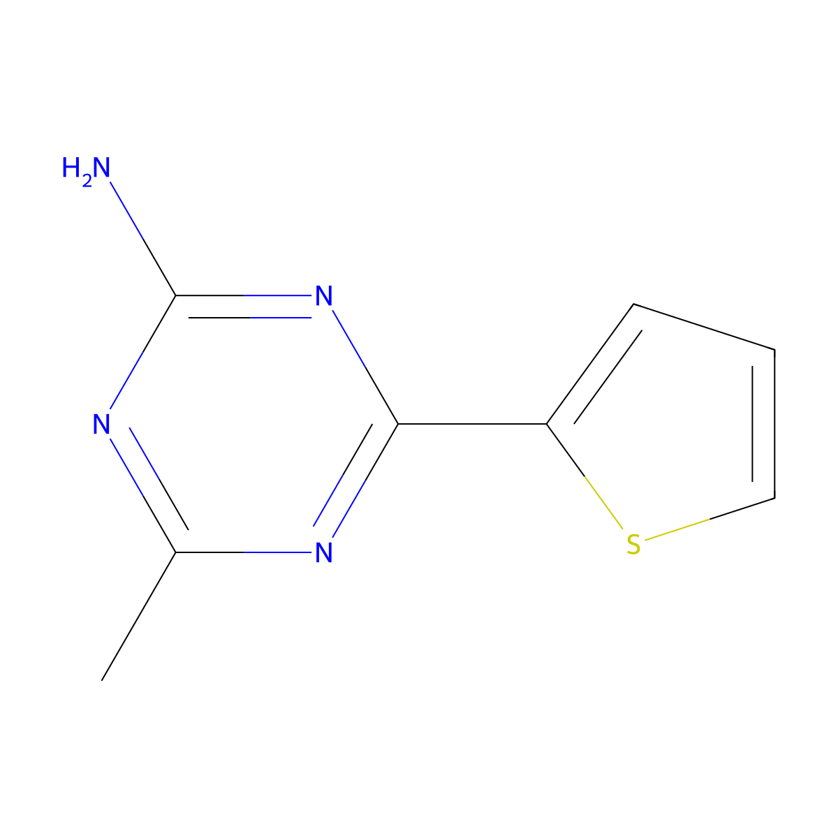4-Methyl-6-(thiophen-2-yl)-1,3,5-triazin-2-amine molecular structure, CAS 1311317-56-2