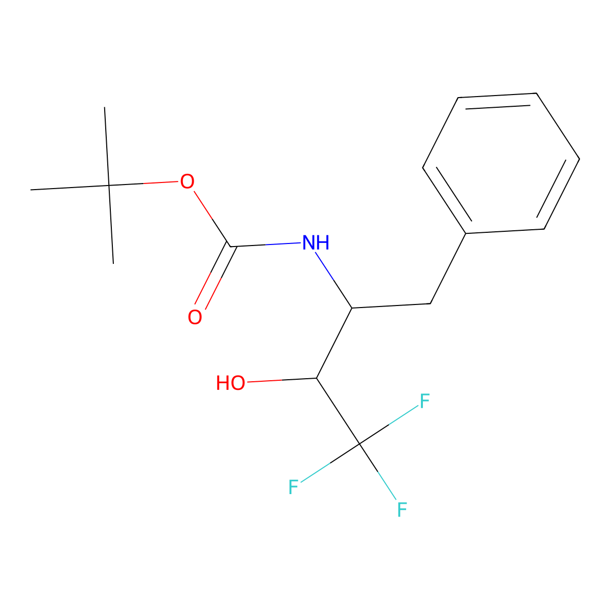 tert-butyl N-(4,4,4-trifluoro-3-hydroxy-1-phenylbutan-2-yl)carbamate molecular structure, CAS 1311317-58-4