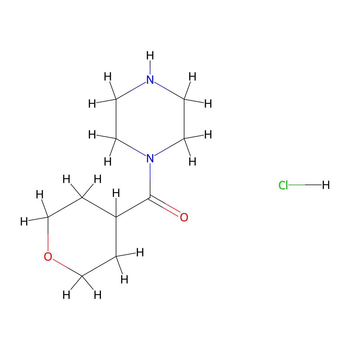 1-(Oxane-4-carbonyl)piperazine hydrochloride molecular structure, CAS 1311317-59-5