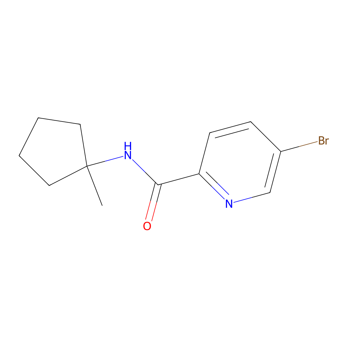 5-bromo-N-(1-methylcyclopentyl)pyridine-2-carboxamide molecular structure, CAS 1311317-61-9