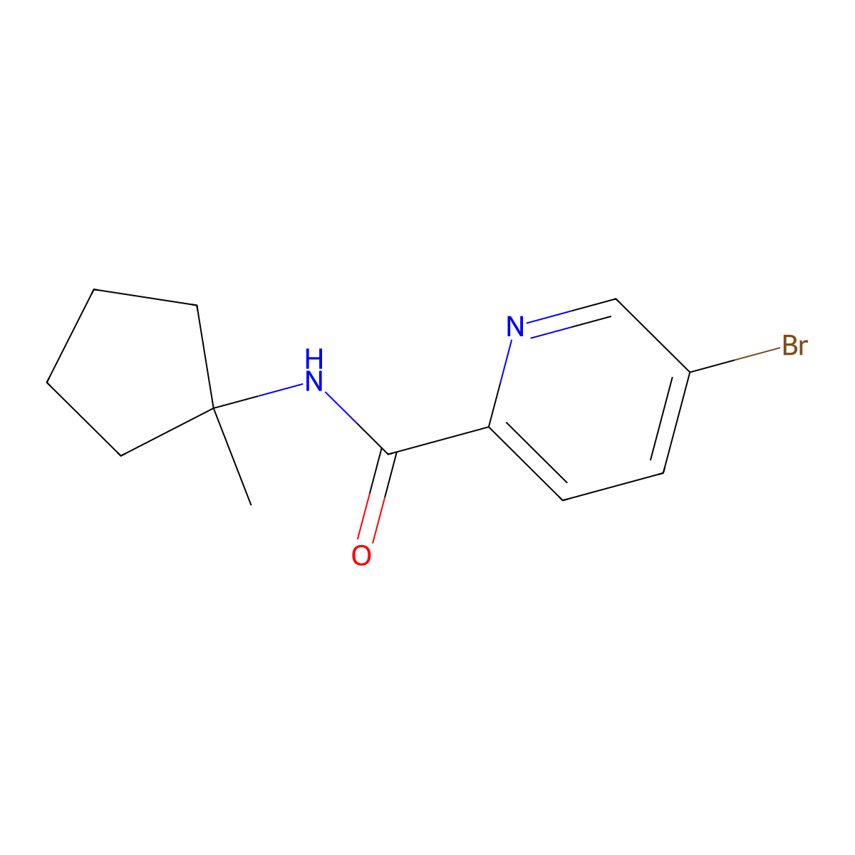 5-bromo-N-(1-methylcyclopentyl)pyridine-2-carboxamide molecular structure, CAS 1311317-61-9