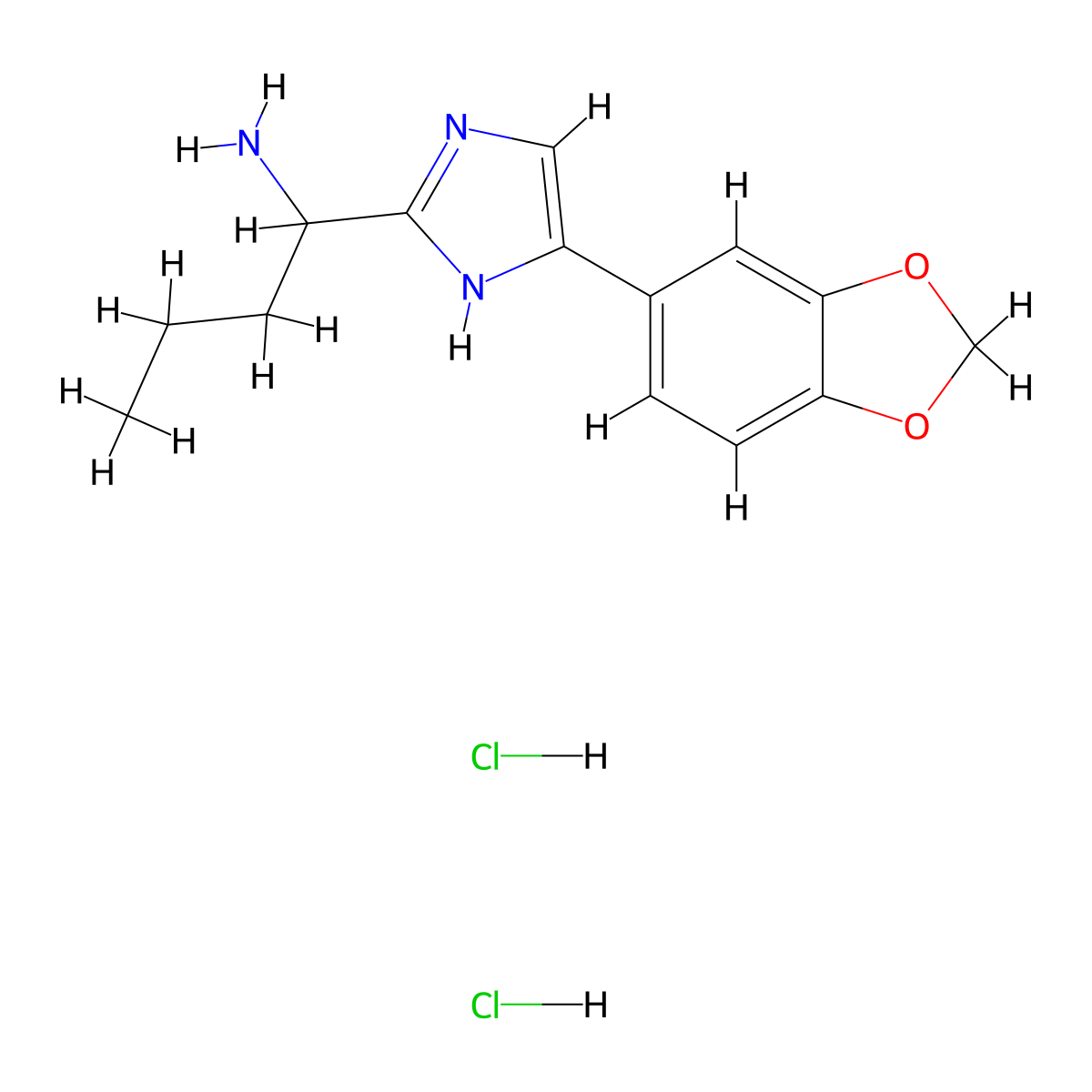 1-[4-(2H-1,3-benzodioxol-5-yl)-1H-imidazol-2-yl]butan-1-amine dihydrochloride molecular structure, CAS 1311317-64-2