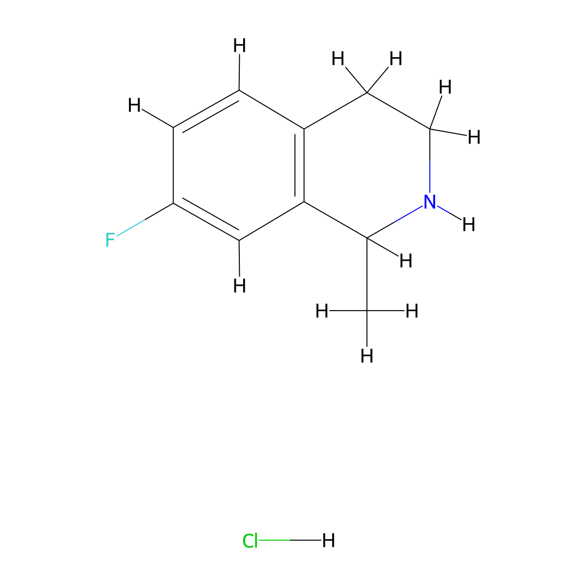 7-Fluoro-1-methyl-1,2,3,4-tetrahydroisoquinoline hydrochloride molecular structure, CAS 1311317-68-6