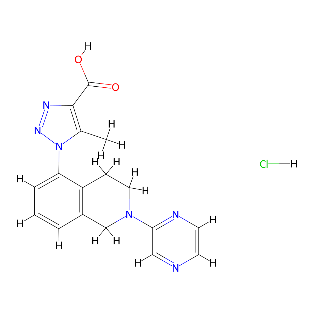 5-methyl-1-[2-(pyrazin-2-yl)-1,2,3,4-tetrahydroisoquinolin-5-yl]-1H-1,2,3-triazole-4-carboxylic acid hydrochloride molecular structure, CAS 1311317-76-6
