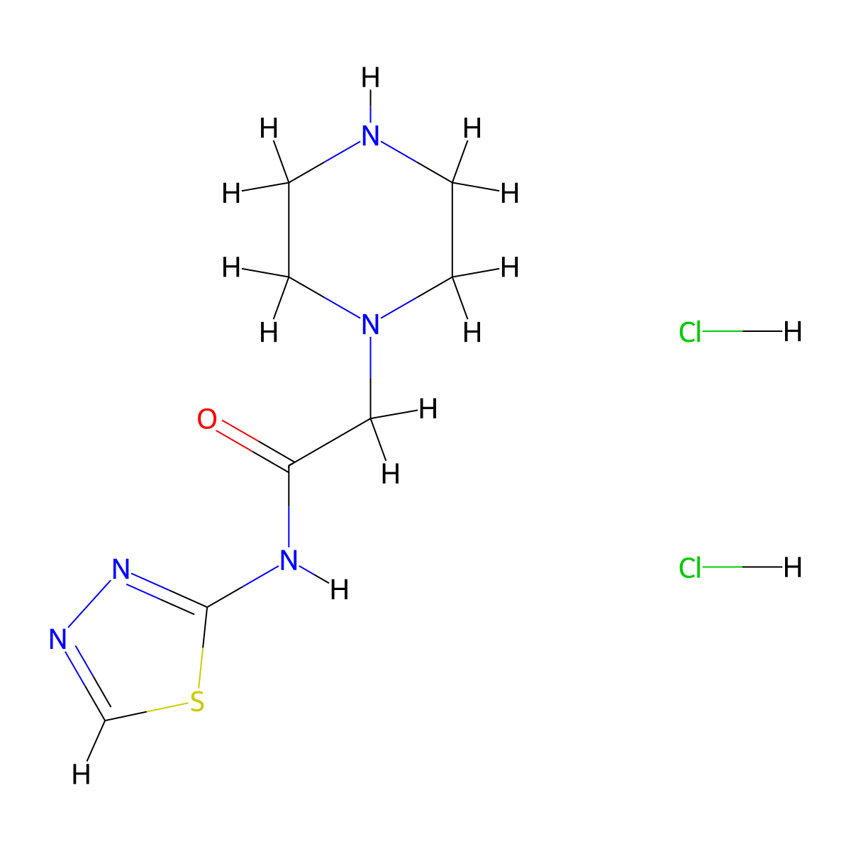 2-(piperazin-1-yl)-N-(1,3,4-thiadiazol-2-yl)acetamide dihydrochloride molecular structure, CAS 1311317-81-3