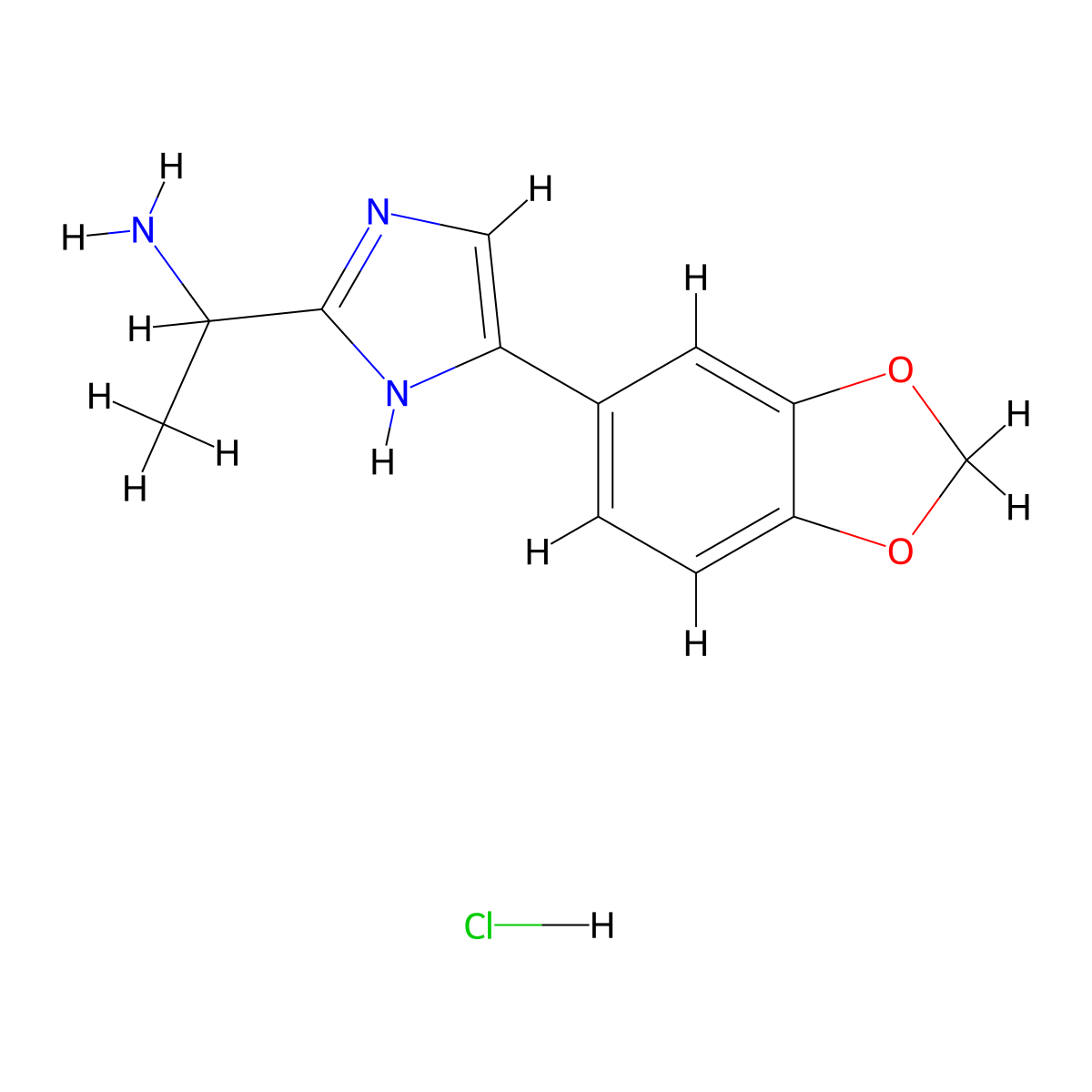 1-[4-(2H-1,3-benzodioxol-5-yl)-1H-imidazol-2-yl]ethan-1-amine hydrochloride molecular structure, CAS 1311317-85-7