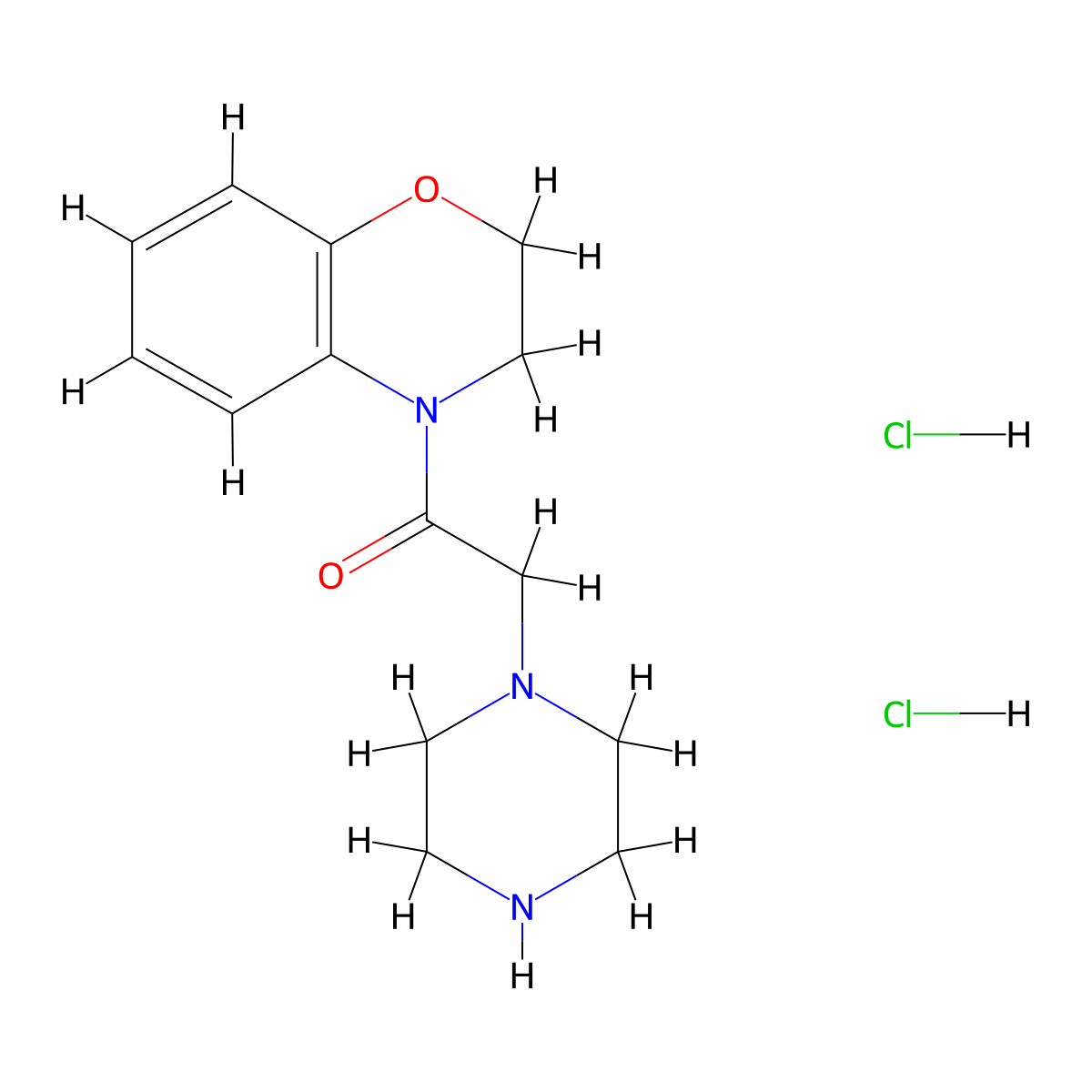 1-(3,4-dihydro-2H-1,4-benzoxazin-4-yl)-2-(piperazin-1-yl)ethan-1-one dihydrochloride molecular structure, CAS 1311317-96-0