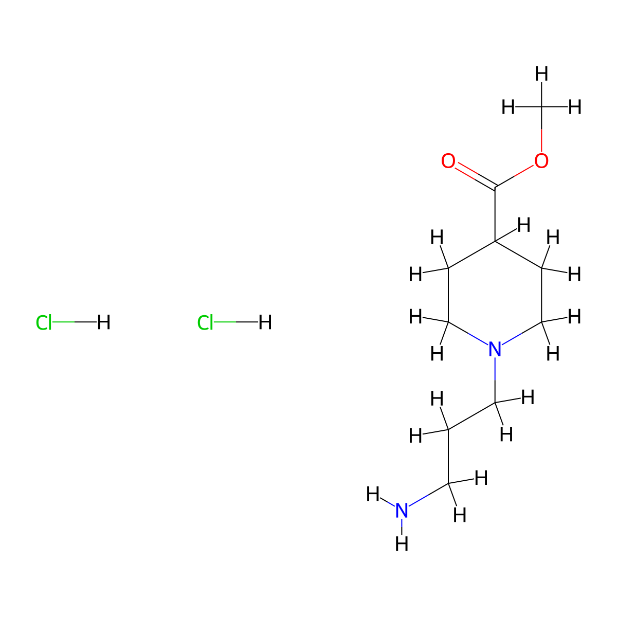 Methyl 1-(3-aminopropyl)piperidine-4-carboxylate dihydrochloride molecular structure, CAS 1311318-00-9