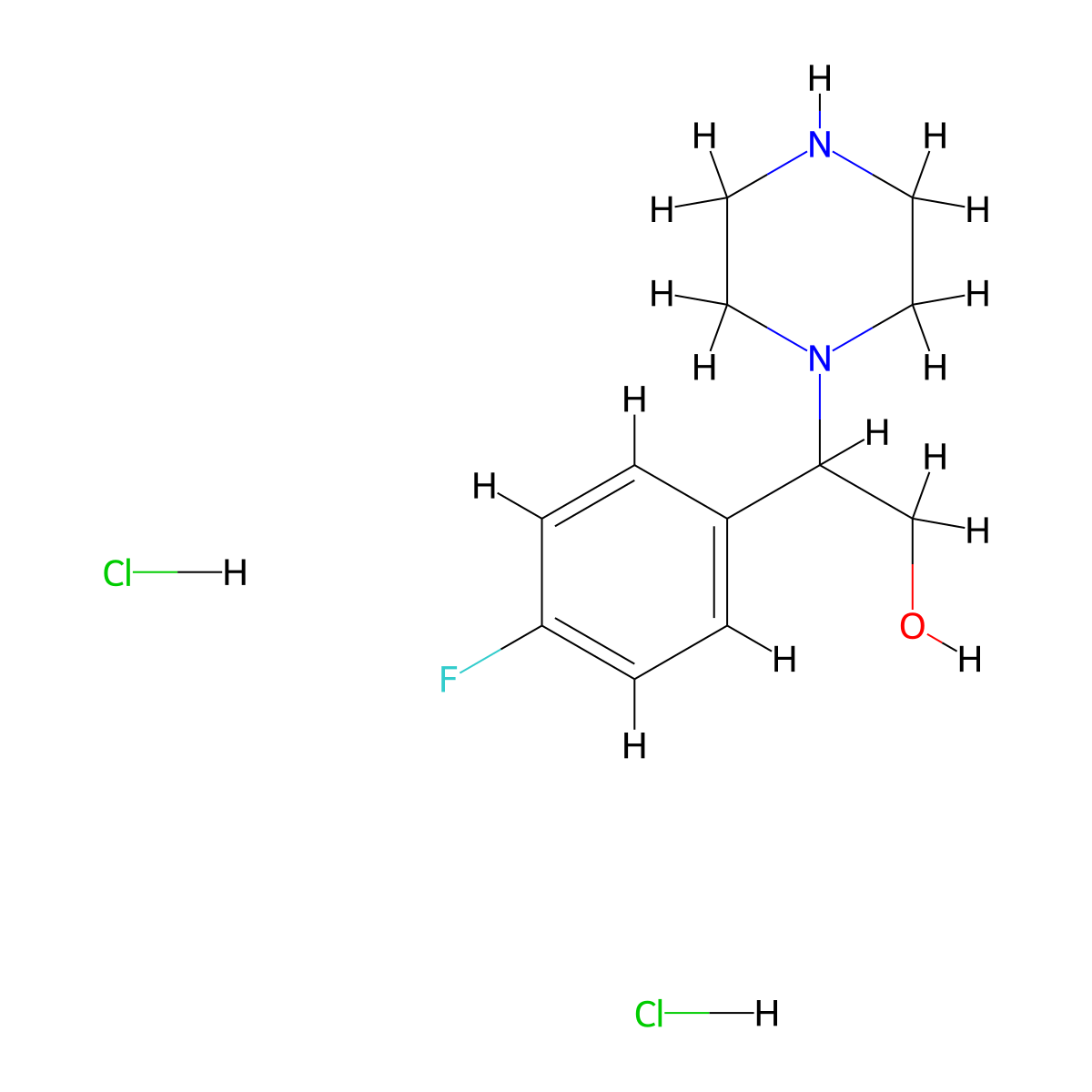 2-(4-Fluorophenyl)-2-(piperazin-1-yl)ethan-1-ol dihydrochloride molecular structure, CAS 1311318-01-0