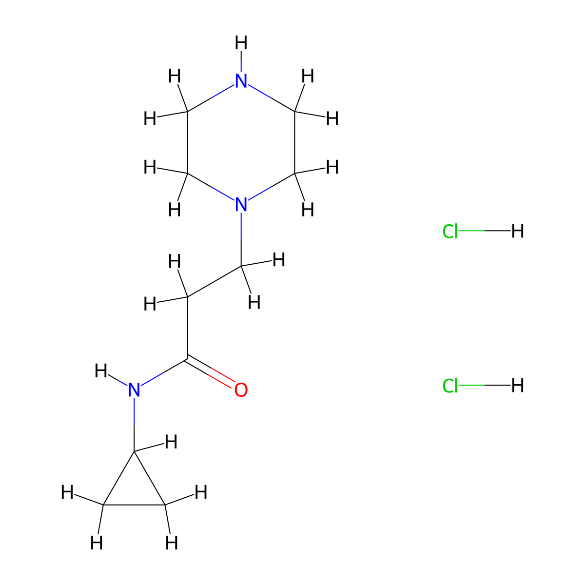 N-cyclopropyl-3-(piperazin-1-yl)propanamide dihydrochloride molecular structure, CAS 1311318-04-3