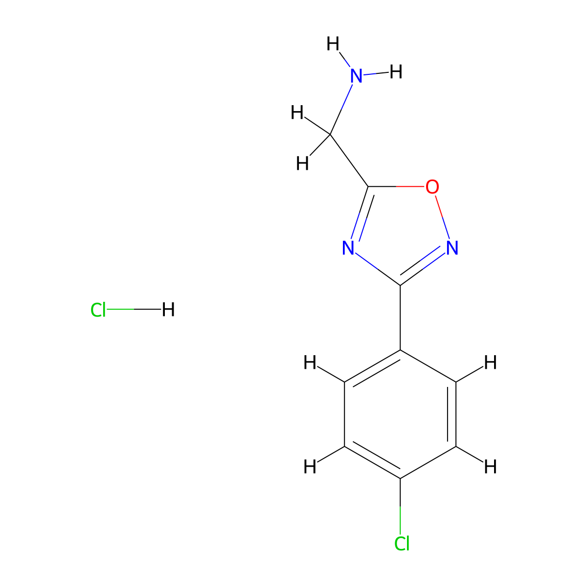 [3-(4-Chlorophenyl)-1,2,4-oxadiazol-5-yl]methanamine hydrochloride molecular structure, CAS 1311318-12-3