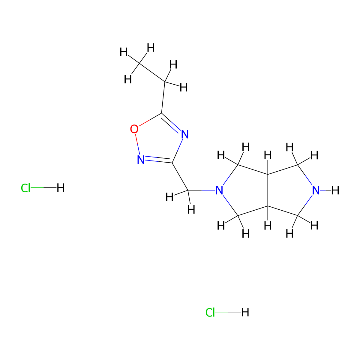 5-Ethyl-3-{octahydropyrrolo[3,4-c]pyrrol-2-ylmethyl}-1,2,4-oxadiazole dihydrochloride molecular structure, CAS 1311318-14-5