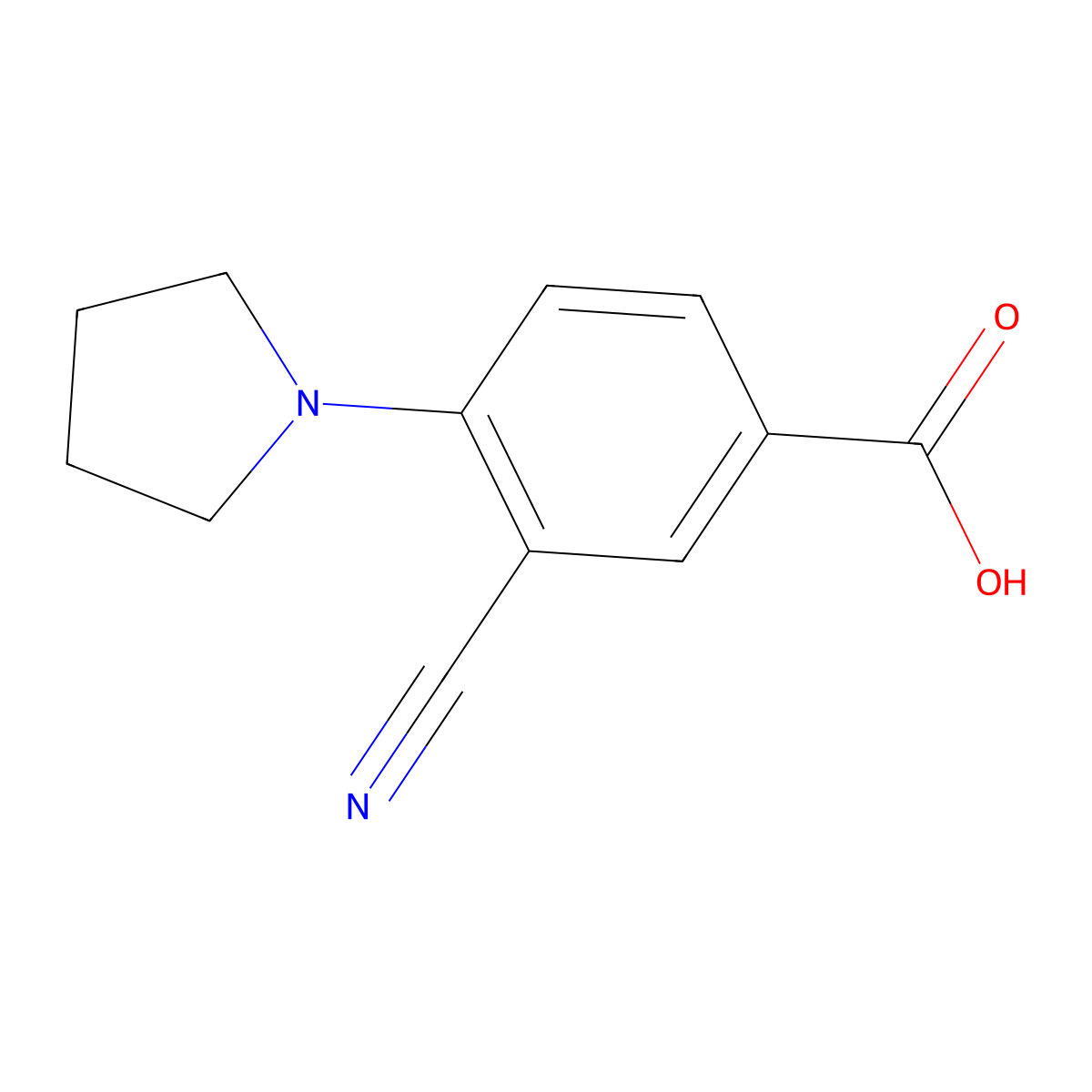 3-Cyano-4-(pyrrolidin-1-yl)benzoic acid molecular structure, CAS 1311318-16-7