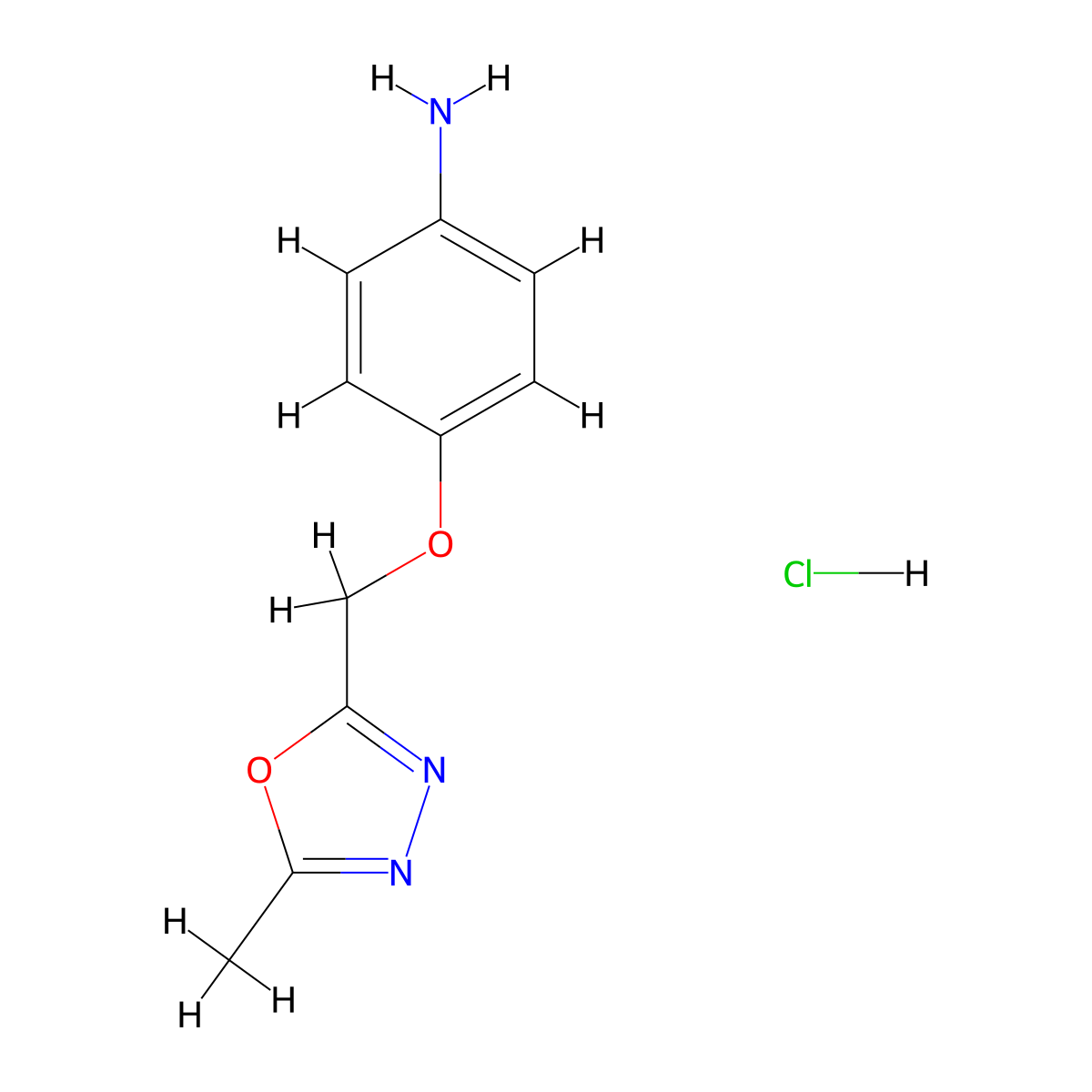 4-[(5-Methyl-1,3,4-oxadiazol-2-yl)methoxy]aniline hydrochloride molecular structure, CAS 1311318-18-9