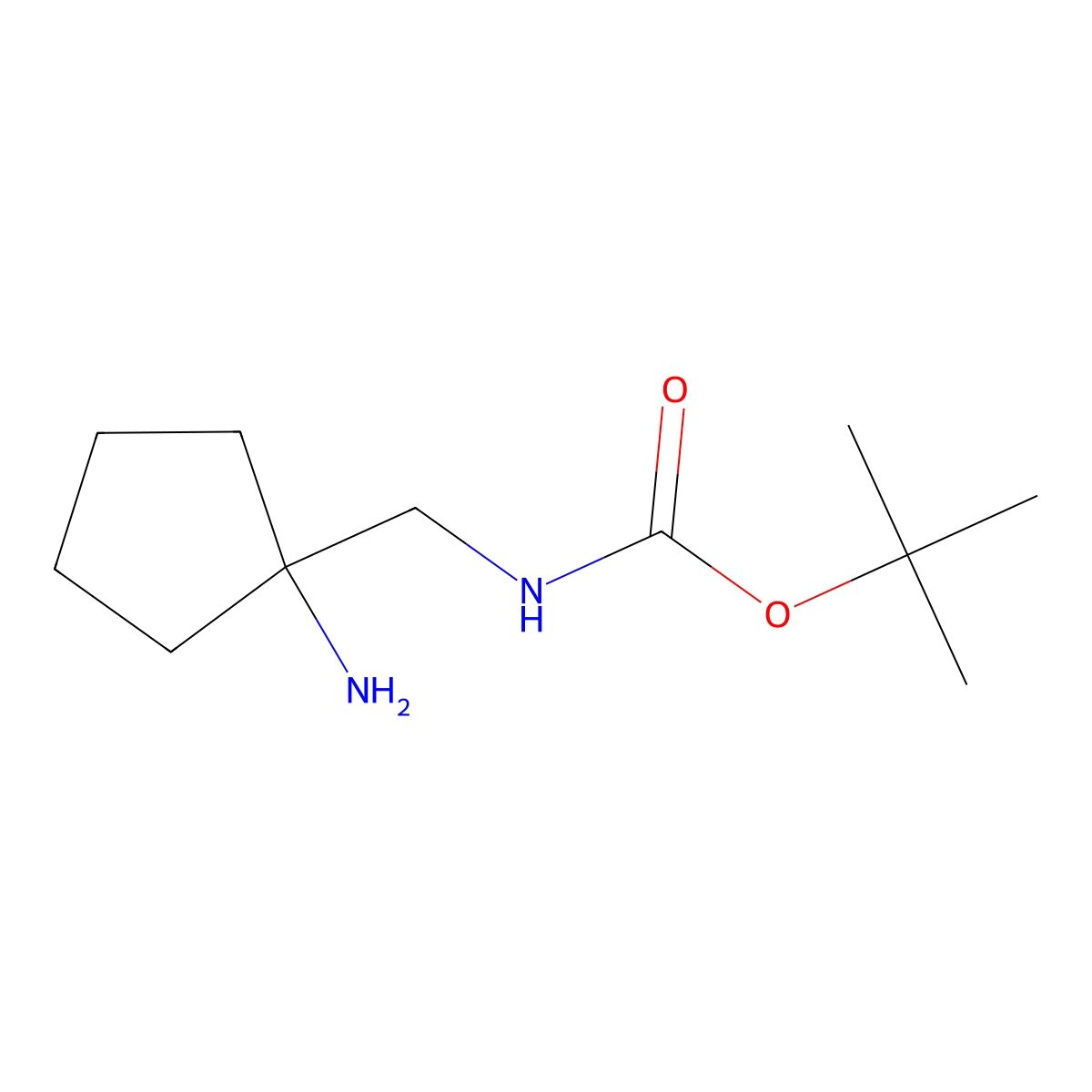 tert-butyl N-((1-aminocyclopentyl)methyl)carbamate molecular structure, CAS 1311318-21-4