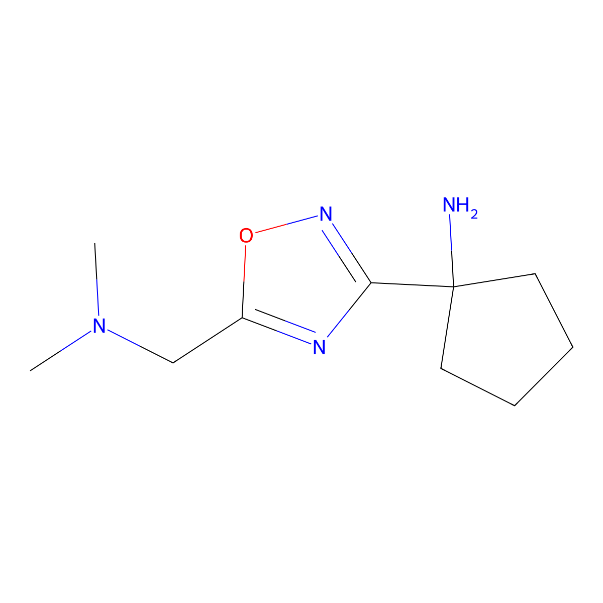 1-{5-[(Dimethylamino)methyl]-1,2,4-oxadiazol-3-yl}cyclopentan-1-amine molecular structure, CAS 1311318-30-5