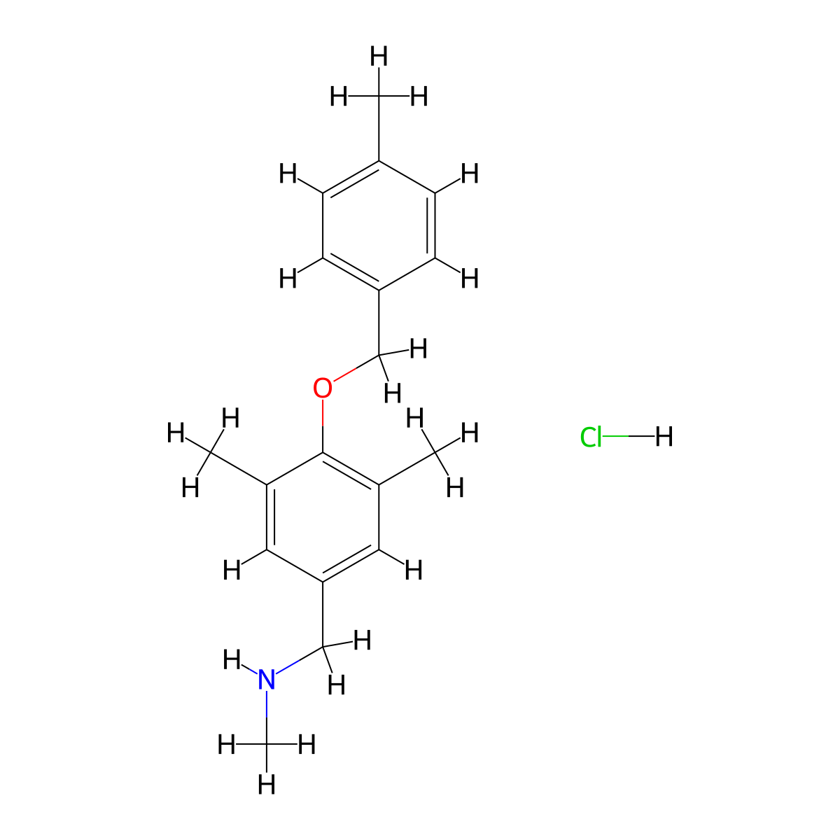 ({3,5-Dimethyl-4-[(4-methylphenyl)methoxy]phenyl}methyl)(methyl)amine hydrochloride molecular structure, CAS 1311318-32-7