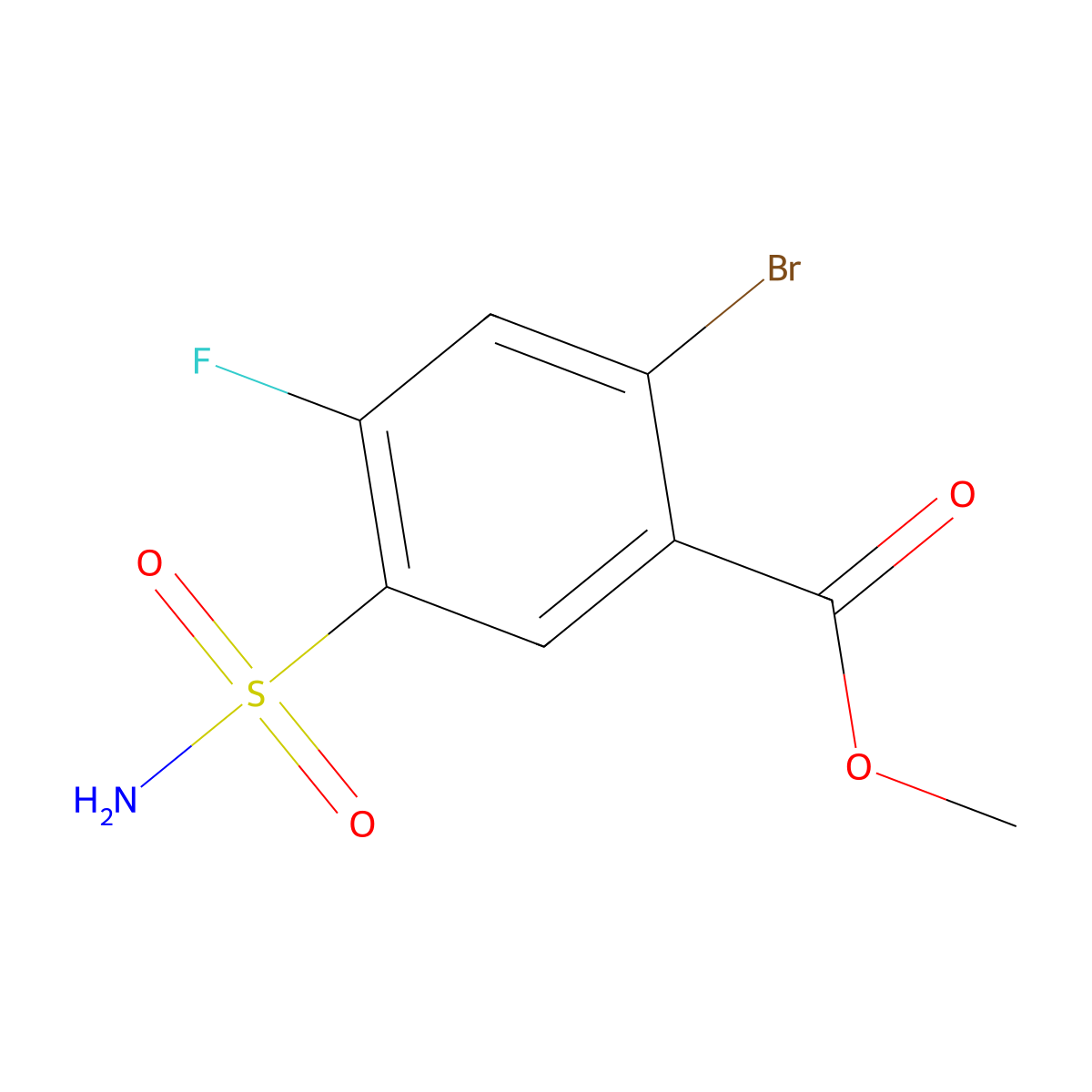 Methyl 2-bromo-4-fluoro-5-sulfamoylbenzoate molecular structure, CAS 1311318-33-8
