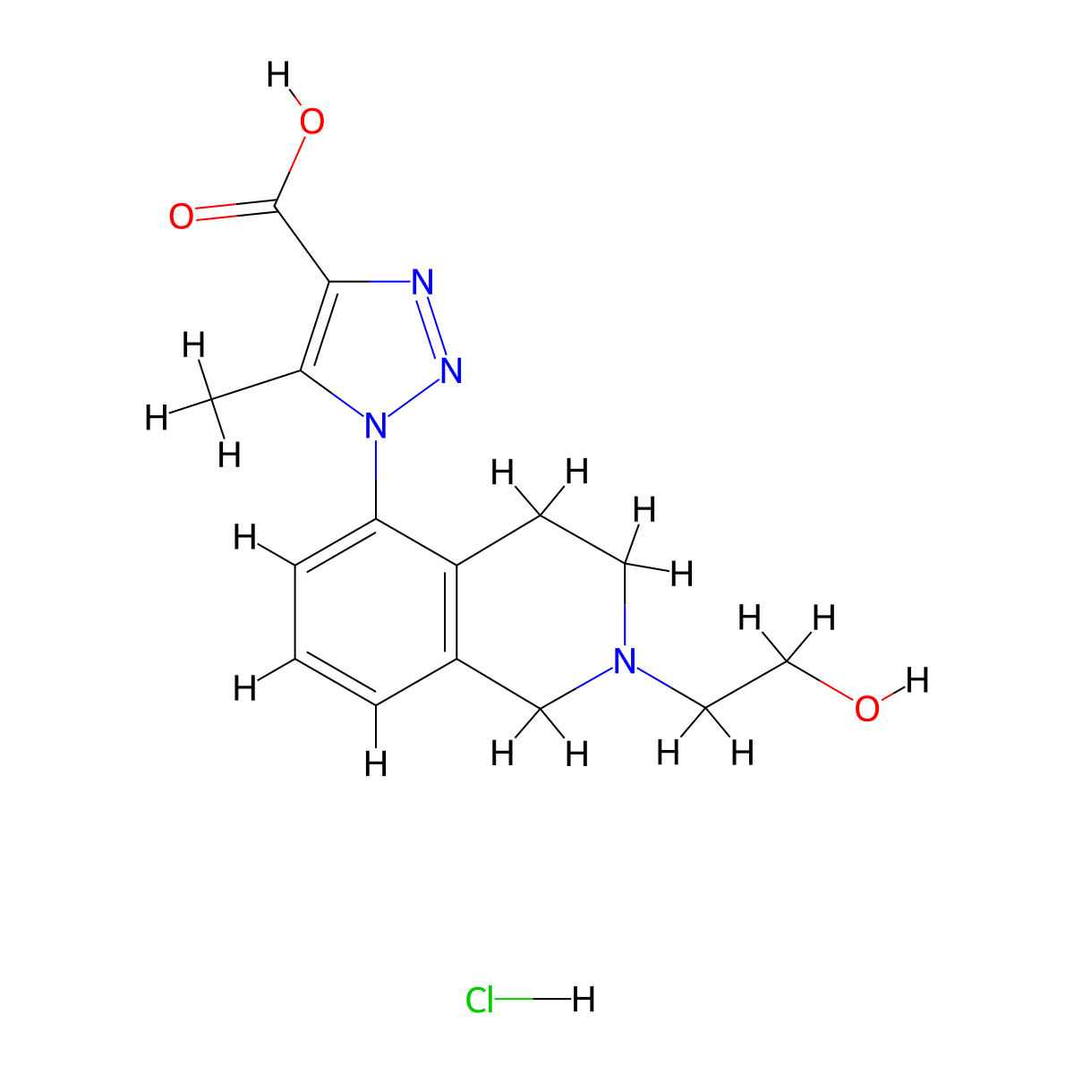 1-[2-(2-hydroxyethyl)-1,2,3,4-tetrahydroisoquinolin-5-yl]-5-methyl-1H-1,2,3-triazole-4-carboxylic acid hydrochloride molecular structure, CAS 1311318-35-0
