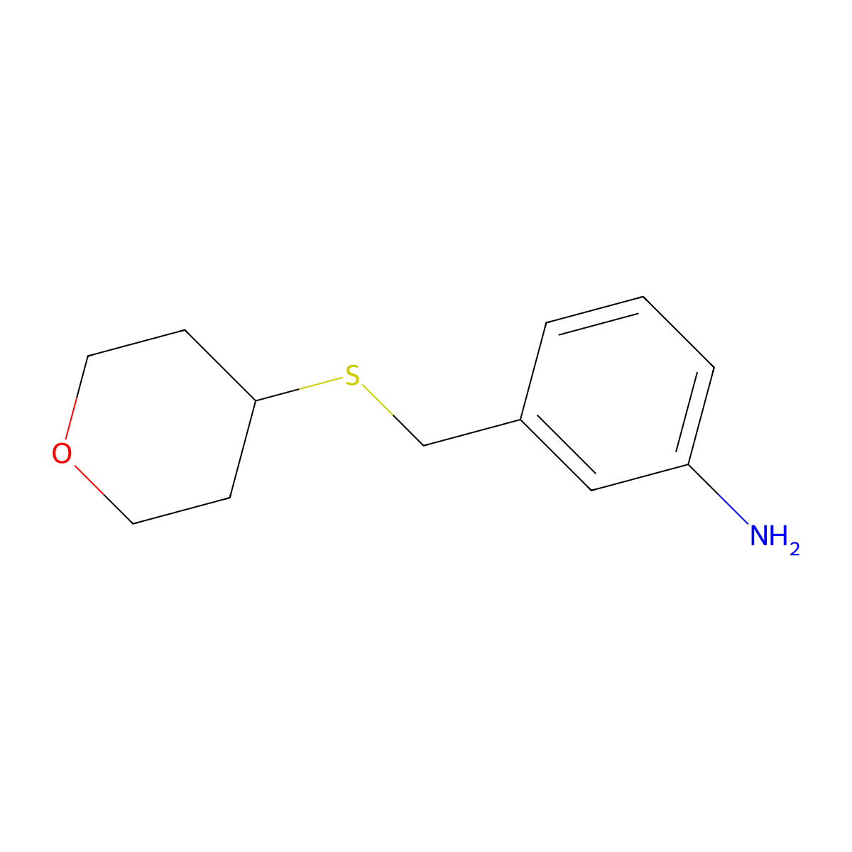 3-[(Oxan-4-ylsulfanyl)methyl]aniline molecular structure, CAS 1311318-37-2