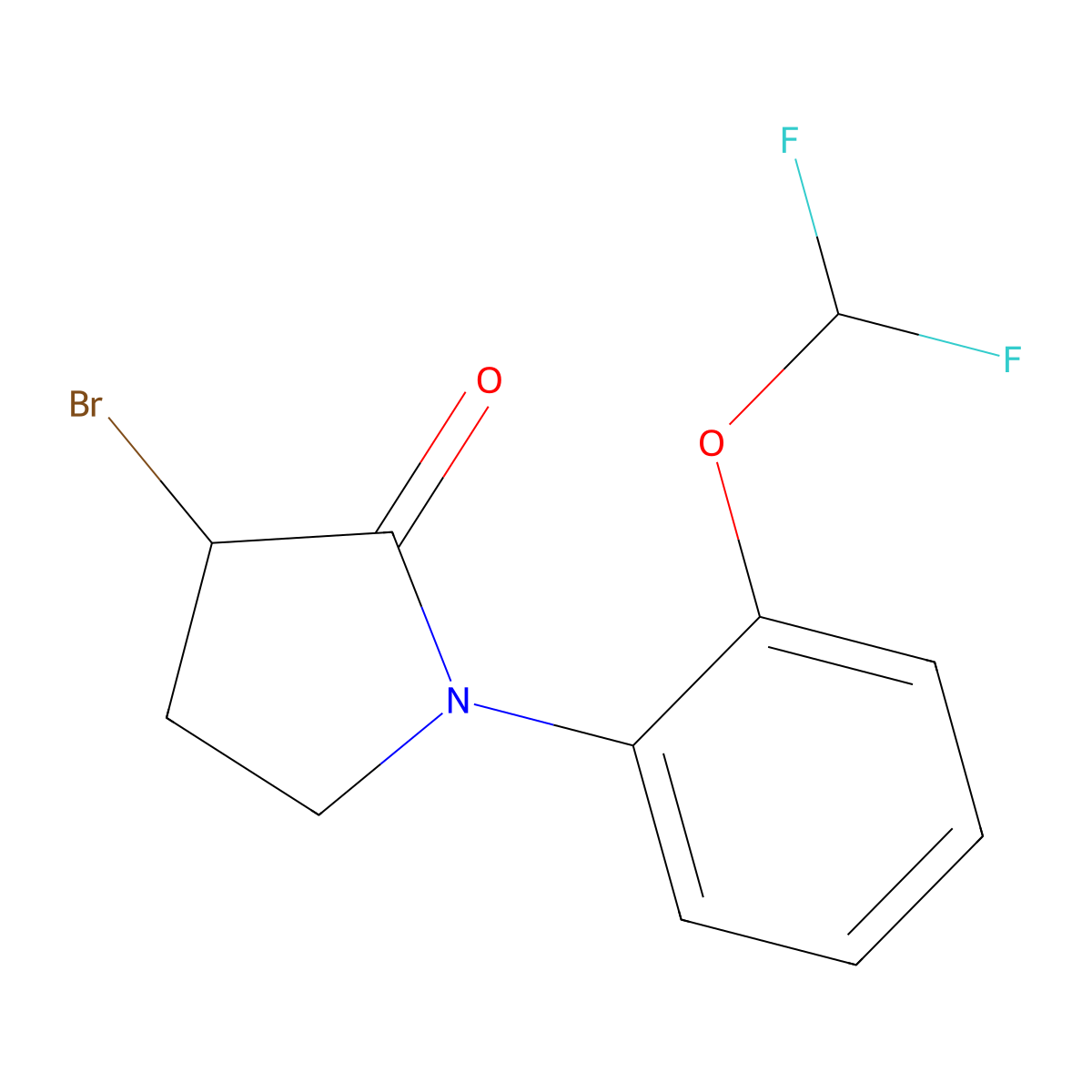 3-Bromo-1-[2-(difluoromethoxy)phenyl]pyrrolidin-2-one molecular structure, CAS 1311318-38-3