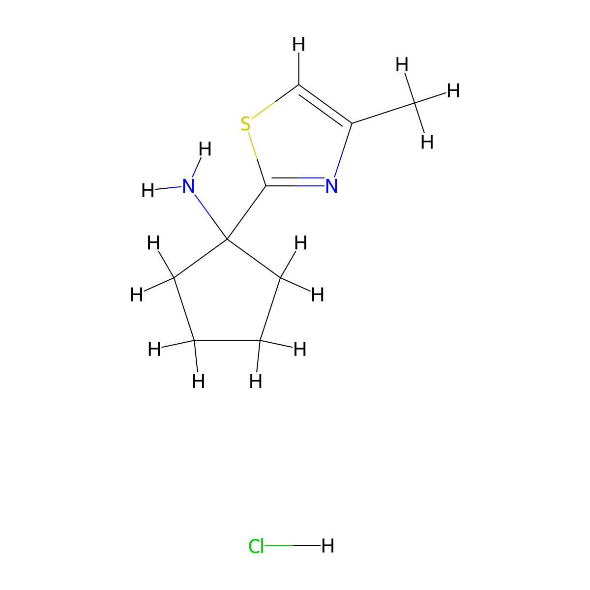 1-(4-Methyl-1,3-thiazol-2-yl)cyclopentan-1-amine hydrochloride molecular structure, CAS 1311318-41-8