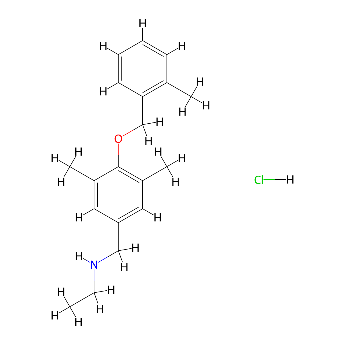 ({3,5-Dimethyl-4-[(2-methylphenyl)methoxy]phenyl}methyl)(ethyl)amine hydrochloride molecular structure, CAS 1311318-43-0