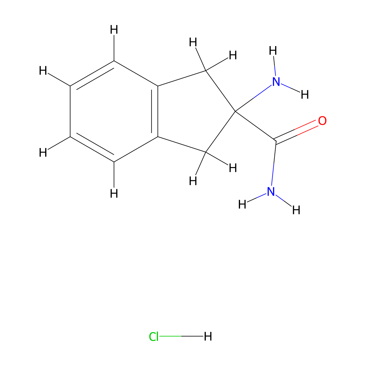 2-amino-2,3-dihydro-1H-indene-2-carboxamide hydrochloride molecular structure, CAS 1311318-47-4