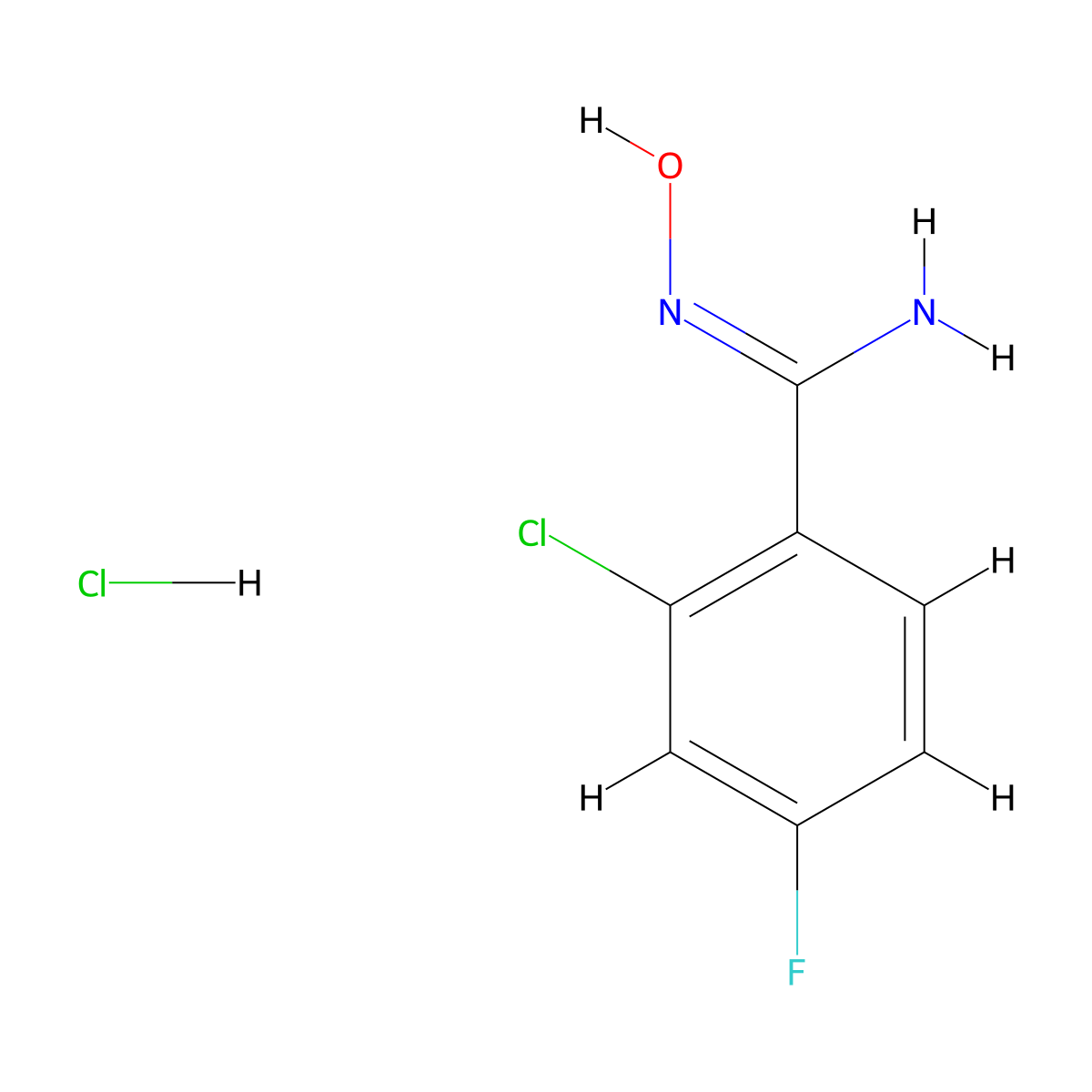 2-chloro-4-fluoro-N'-hydroxybenzene-1-carboximidamide hydrochloride molecular structure, CAS 1311319-52-4